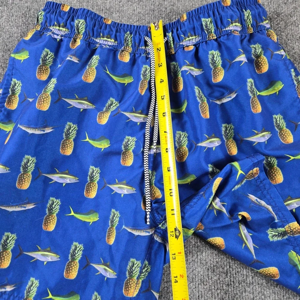 Tormenter Swim Trunks Mens Small Blue Pineapple Fish Board Shorts swim